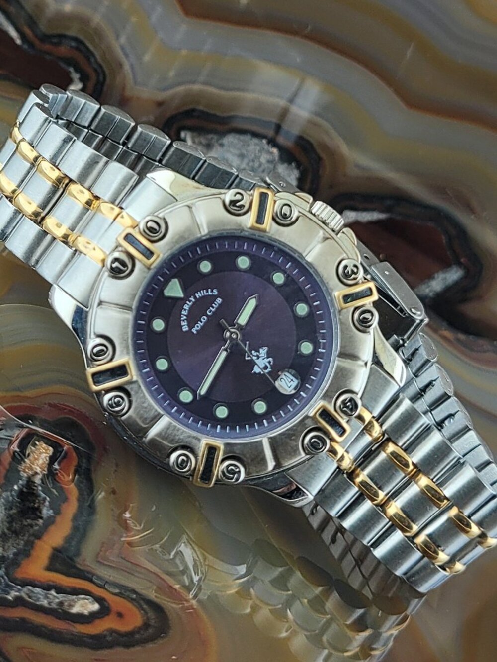Mens POLO Gold & Silver Stainless Steel Sport Watch